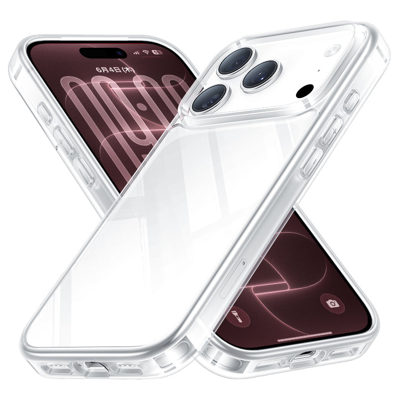 NIMASO Case for iPhone 17/Pro/Pro Max/Air, Clear/Matte, Tempered Glass, 9H Hardness, Impact Resistant, Anti-Yellowing (Ice Crystal Series) 