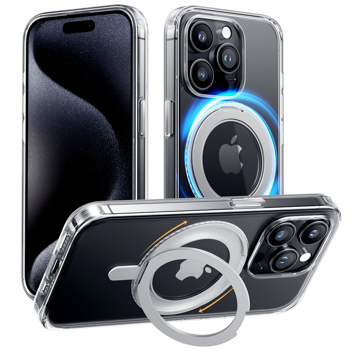 NIMASO  iPhone 15用ケース MagSafe対応 360°回転スタンドケース（氷星シリーズ）