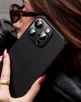 NIMASO カメラフィルム iPhone 15/Plus/Pro/Pro Max 対応 アクリル＋キラキラ 全面保護 黒縁取り 9H強化ガラス 耐衝撃 1枚セット