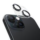 NIMASO カメラフィルム iPhone 15/Plus/Pro/Pro Max 対応 アクリル＋キラキラ 全面保護 黒縁取り 9H強化ガラス 耐衝撃 1枚セット
