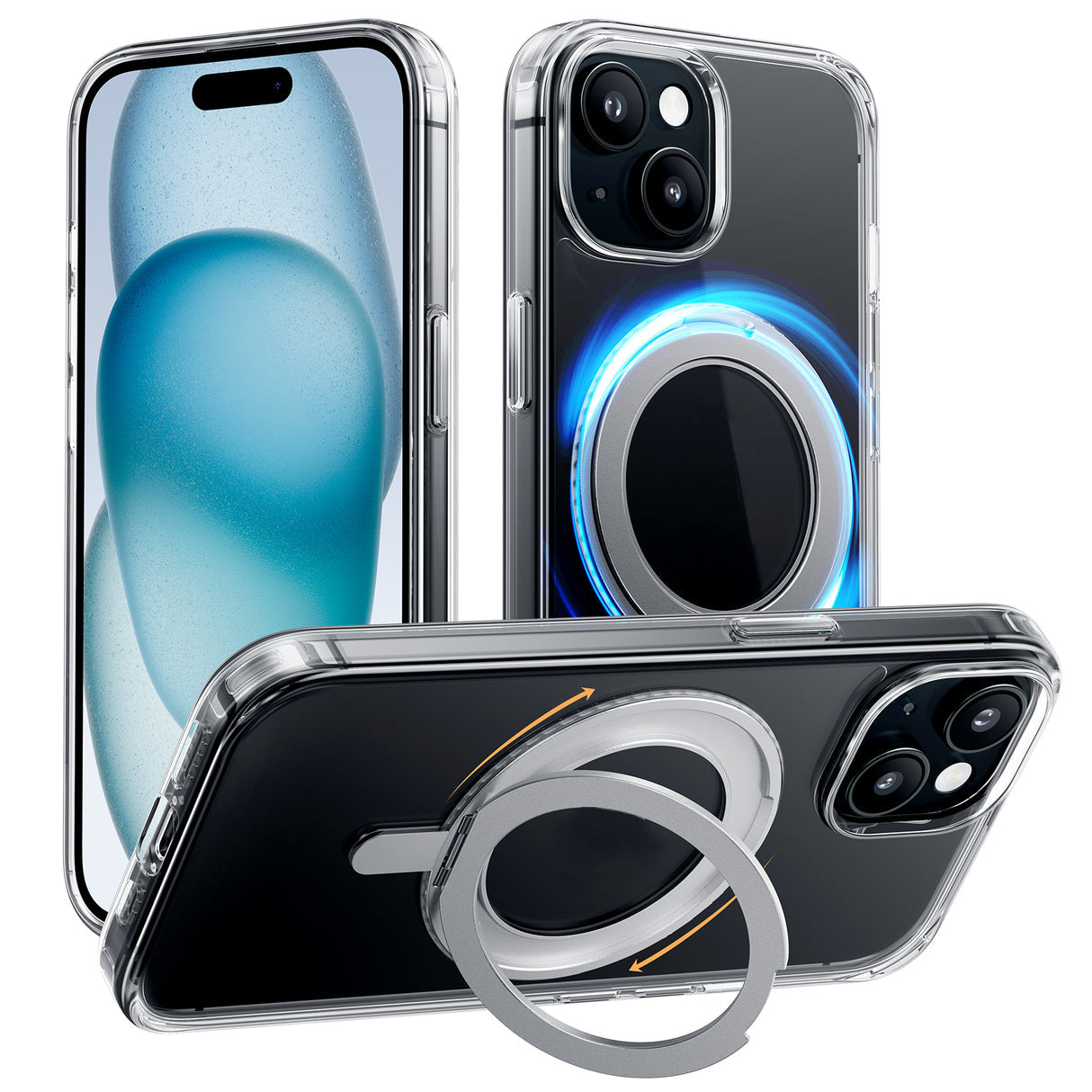 NIMASO  iPhone 15 MagSafe対応 360°回転スタンドケース