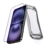 NIMASO Blue Light Blocking Tempered Glass Screen Protector for iPhone 16/Pro/16 Pro Max, Reduces Eye Strain, Includes Black Bezel and Automatic Dust Removal Guide Frame (2 Screens) 