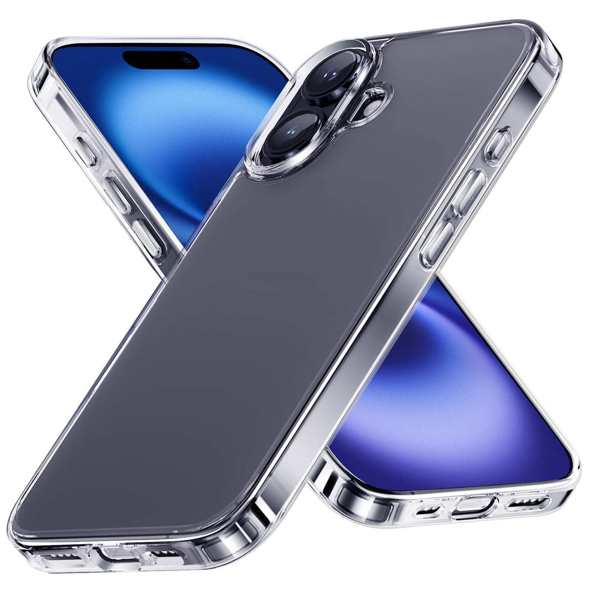 NIMASO  iPhone 16/Plus/Pro/Pro Max用ケース 背面強化ガラス スマホケース（氷晶シリーズ）