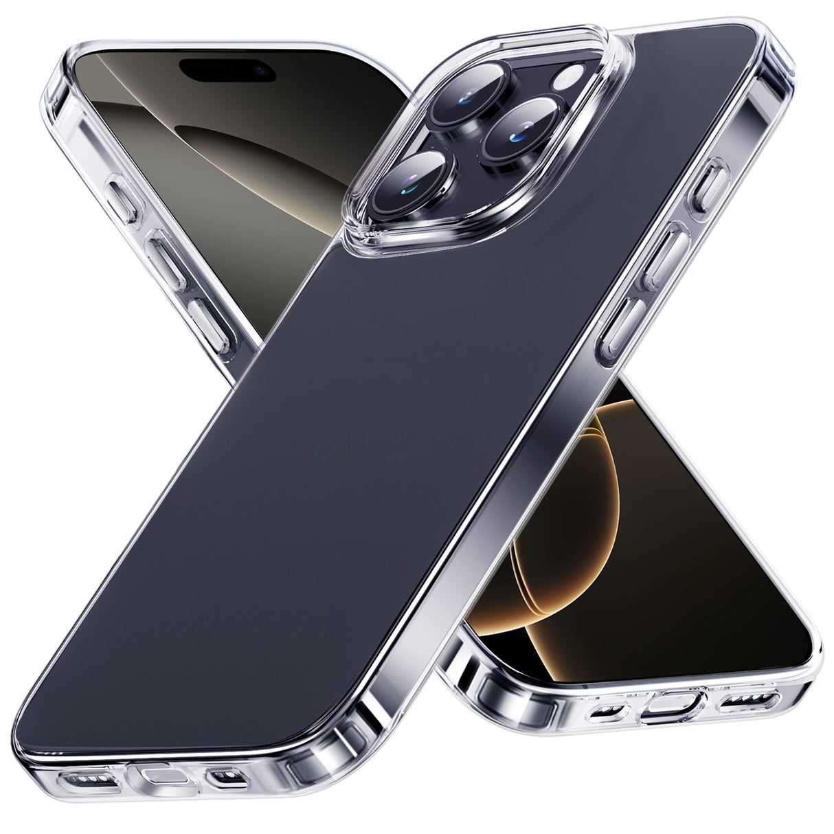 NIMASO  iPhone 16/Plus/Pro/Pro Max用ケース 背面強化ガラス スマホケース（氷晶シリーズ）