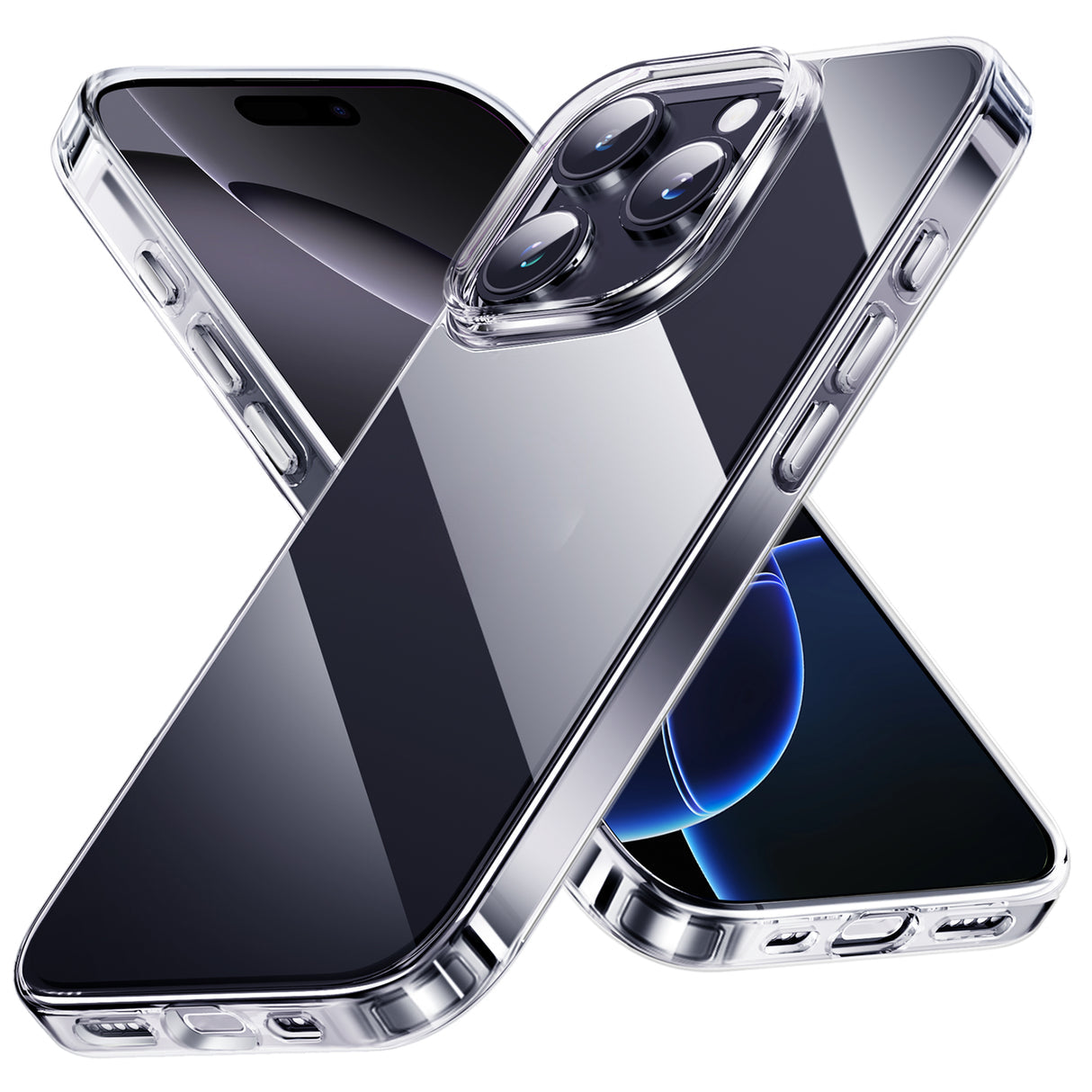 NIMASO  iPhone 16/Plus/Pro/Pro Max用ケース 背面強化ガラス スマホケース（氷晶シリーズ）