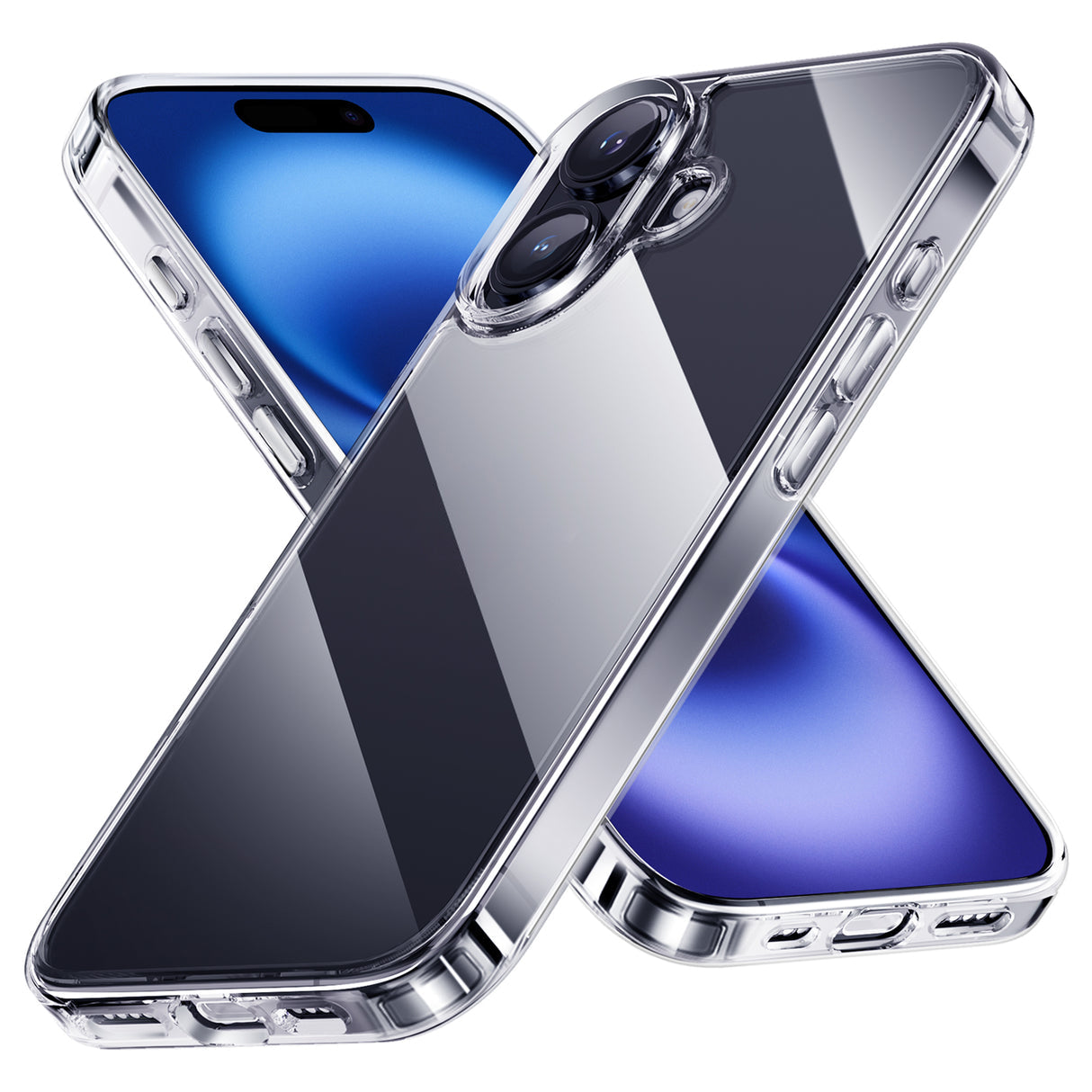NIMASO iPhone 16/Plus/Pro/Pro Max用ケース クリア 背面強化