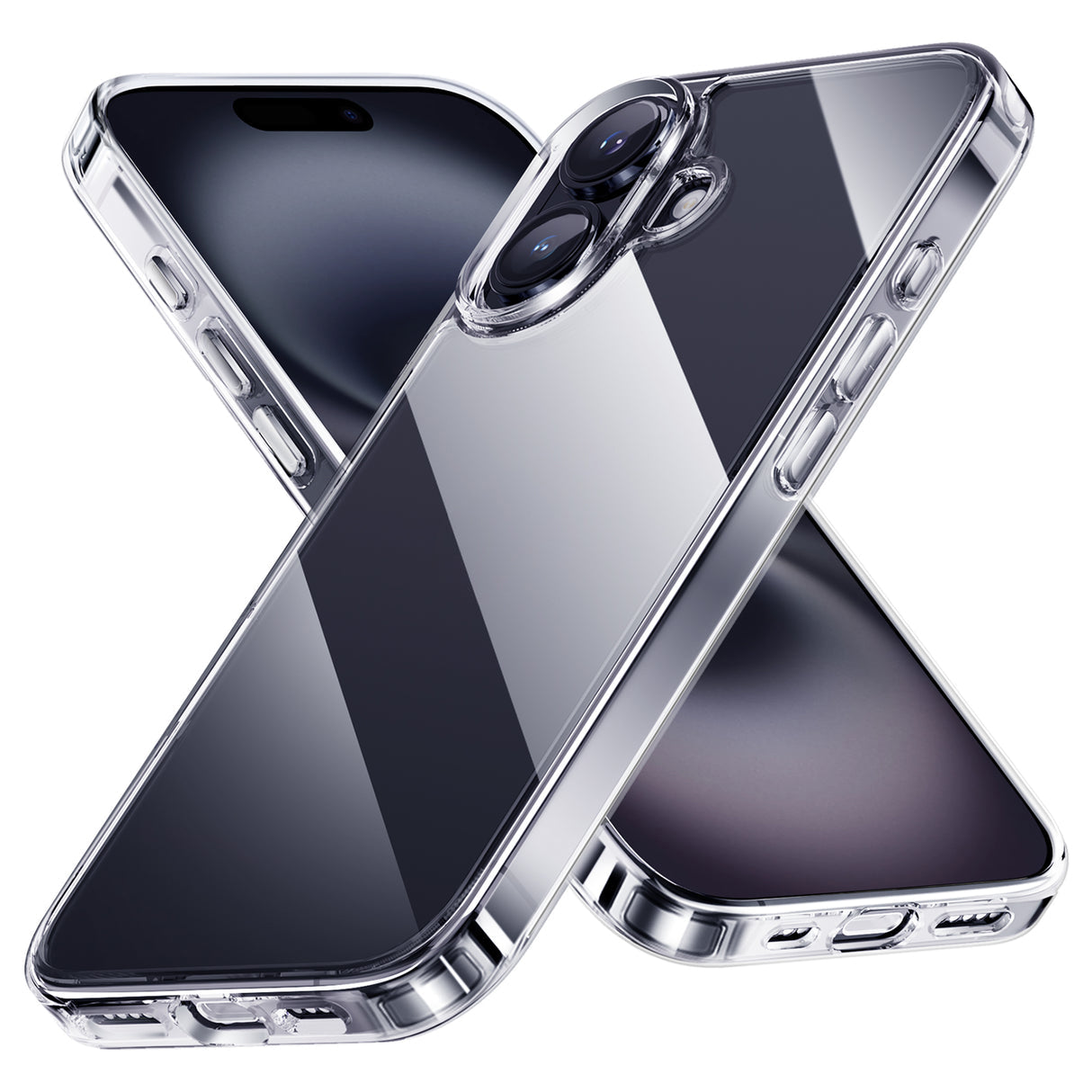 NIMASO  iPhone 16/Plus/Pro/Pro Max用ケース 背面強化ガラス スマホケース（氷晶シリーズ）