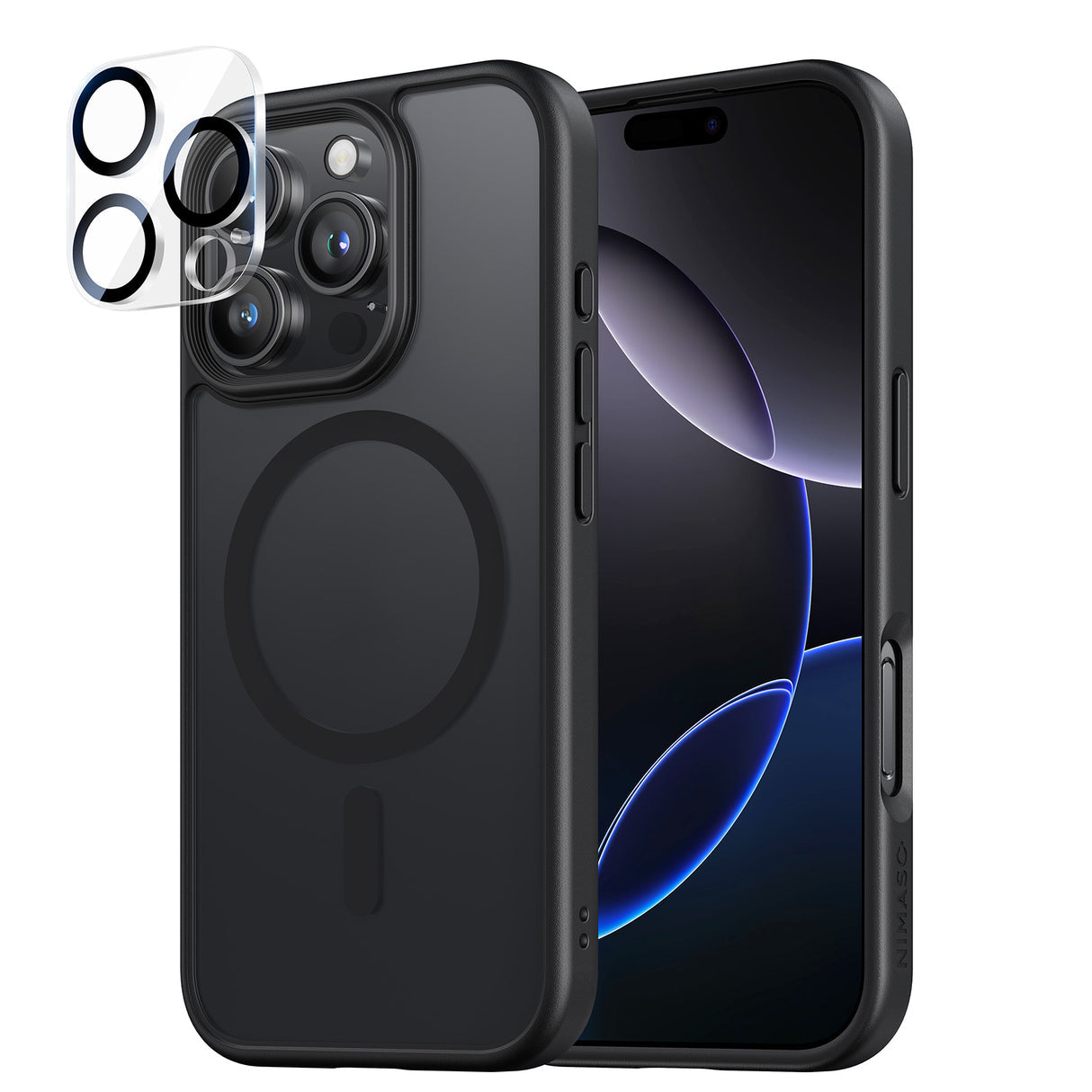 NIMASO iPhone 16/Plus/Pro/Pro Max用ケース+カメラフィルム MagSafe