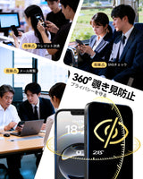 NIMASO 360度 覗き見防止 iPhone 16e/14/13 Pro/13用 ガラスフィルム 上下左右のぞき見防止 自動除塵ガイド枠付き【2枚】