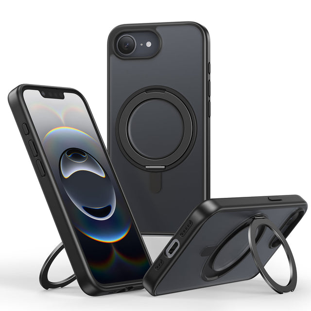 iPhone 16eケース 360°スタンド付き （黒羽シリーズ）