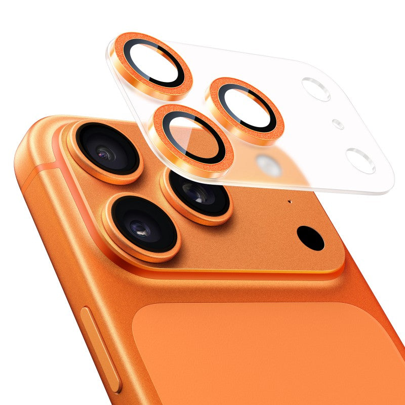 NIMASO カメラフィルム iPhone 17/Pro/Pro Max 対応 アクリル＋キラキラ 全面保護 黒縁取り 9H強化ガラス 耐衝撃 1枚セット