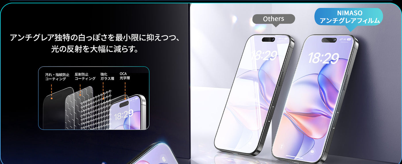 iPhone17 Pro 反射防止 強化ガラスフィルム