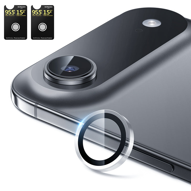 NIMASO iPhone 17/Pro/Pro Max/Air用 カメラフィルム 黒縁取り 全面保護 ガイド枠付き【2枚】