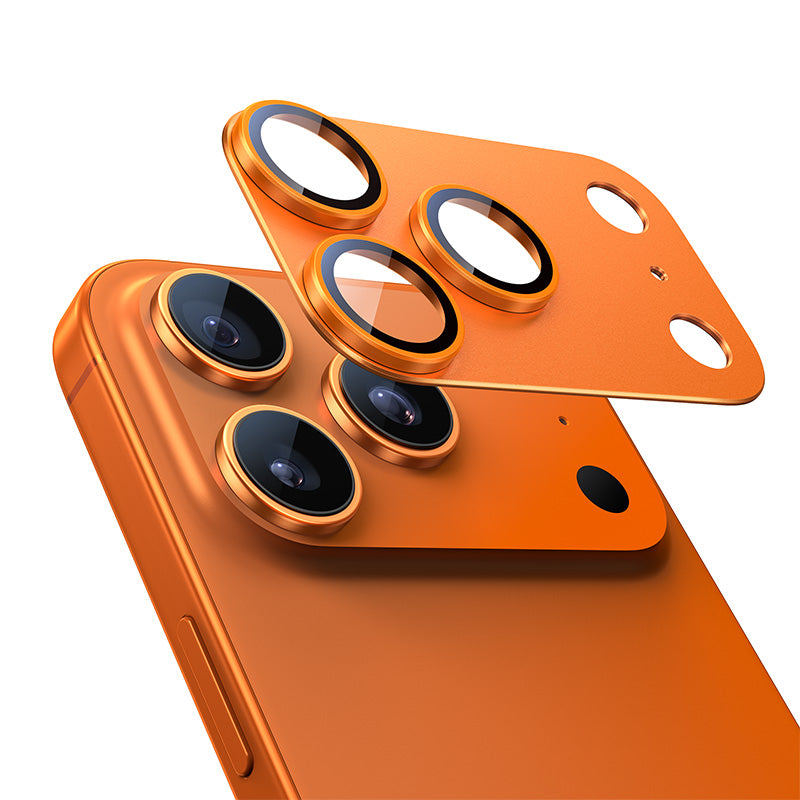 NIMASO iPhone 17/Pro/Pro Max/Air用 カメラフィルム アルミ合金＋9H強化ガラス 全面保護 黒縁取り 耐衝撃 ガイド枠付き