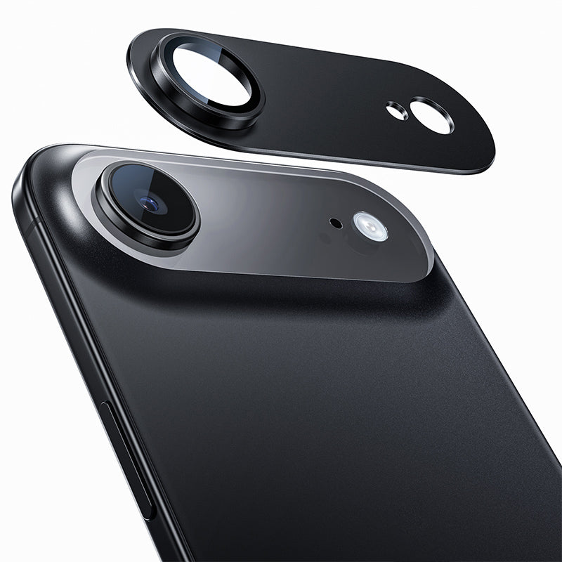 NIMASO iPhone 17/Pro/Pro Max/Air用 カメラフィルム アルミ合金＋9H強化ガラス 全面保護 黒縁取り 耐衝撃 ガイド枠付き
