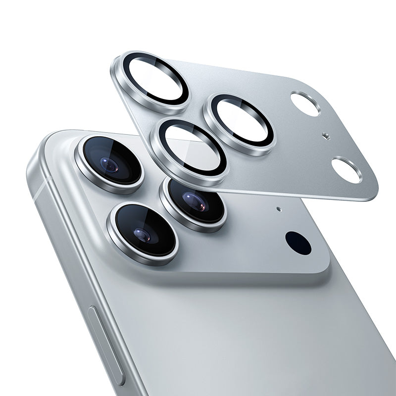 NIMASO iPhone 17/Pro/Pro Max/Air用 カメラフィルム アルミ合金＋9H強化ガラス 全面保護 黒縁取り 耐衝撃 ガイド枠付き