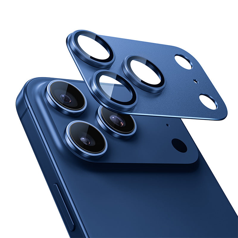 NIMASO iPhone 17/Pro/Pro Max/Air用 カメラフィルム アルミ合金＋9H強化ガラス 全面保護 黒縁取り 耐衝撃 ガイド枠付き