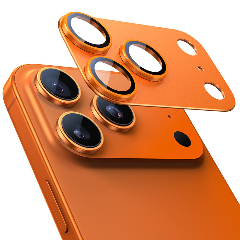 NIMASO iPhone 17/Pro/Pro Max/Air用 カメラフィルム アルミ合金＋9H強化ガラス 全面保護 黒縁取り 耐衝撃 ガイド枠付き