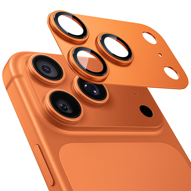 NIMASO iPhone 17/17 Pro/Pro Max/Air用 カメラフィルム アルミ合金＋9H強化ガラス 全面保護 黒縁取り 耐衝撃 ガイド枠付き