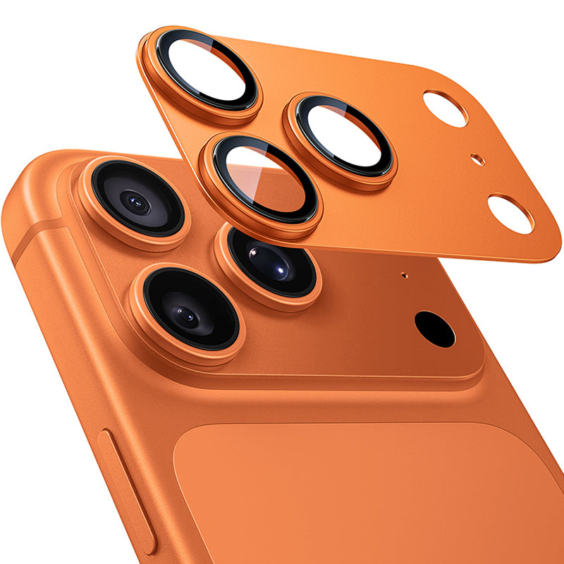 NIMASO iPhone 17/17 Pro/Pro Max/Air用 カメラフィルム アルミ合金＋9H強化ガラス 全面保護 黒縁取り 耐衝撃 ガイド枠付き