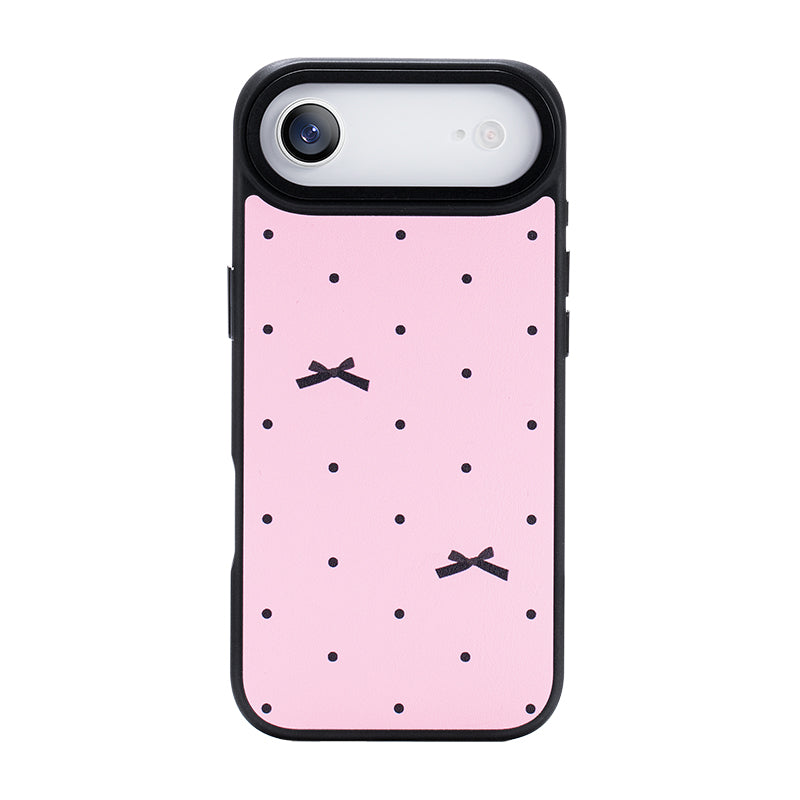 NIMASO iPhone 17/Pro/Pro Max/Air用 ケース MagSafe対応 可愛い おしゃれ 耐衝撃 ワイヤレス充電対応（ファンシーシリーズ）リボン柄 ピンク