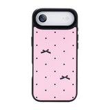 NIMASO iPhone 17/Pro/Pro Max/Air用 ケース MagSafe対応 可愛い おしゃれ 耐衝撃 ワイヤレス充電対応（ファンシーシリーズ）リボン柄 ピンク