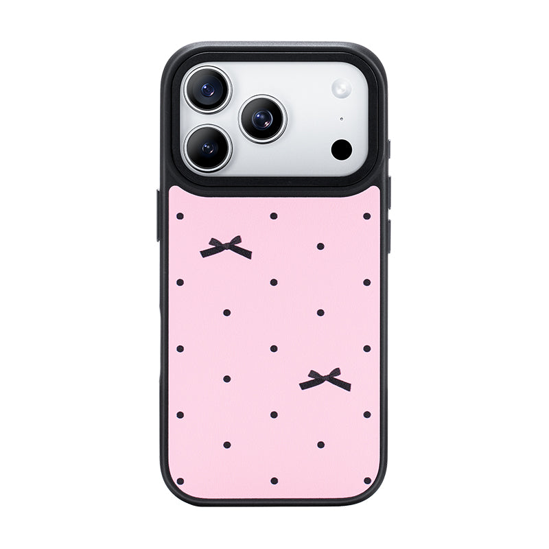 NIMASO iPhone 17/Pro/Pro Max/Air用 ケース MagSafe対応 可愛い おしゃれ 耐衝撃 ワイヤレス充電対応（ファンシーシリーズ）リボン柄 ピンク