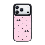 NIMASO iPhone 17/Pro/Pro Max/Air用 ケース MagSafe対応 可愛い おしゃれ 耐衝撃 ワイヤレス充電対応（ファンシーシリーズ）リボン柄 ピンク