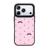 NIMASO iPhone 17/Pro/Pro Max/Air用 ケース MagSafe対応 可愛い おしゃれ 耐衝撃 ワイヤレス充電対応（ファンシーシリーズ）リボン柄 ピンク