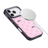 NIMASO iPhone 17/Pro/Pro Max/Air用 ケース MagSafe対応 可愛い おしゃれ 耐衝撃 ワイヤレス充電対応（ファンシーシリーズ）リボン柄 ピンク