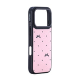 NIMASO iPhone 17/Pro/Pro Max/Air用 ケース MagSafe対応 可愛い おしゃれ 耐衝撃 ワイヤレス充電対応（ファンシーシリーズ）リボン柄 ピンク