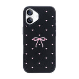 NIMASO iPhone 17/Pro/Pro Max/Air用 ケース MagSafe対応 かわいい おしゃれ 耐衝撃 ワイヤレス充電対応（ファンシーシリーズ）リボン柄 ブラック