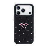 NIMASO iPhone 17/Pro/Pro Max/Air用 ケース MagSafe対応 かわいい おしゃれ 耐衝撃 ワイヤレス充電対応（ファンシーシリーズ）リボン柄 ブラック