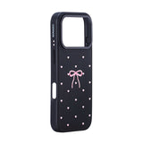 NIMASO iPhone 17/Pro/Pro Max/Air用 ケース MagSafe対応 かわいい おしゃれ 耐衝撃 ワイヤレス充電対応（ファンシーシリーズ）リボン柄 ブラック