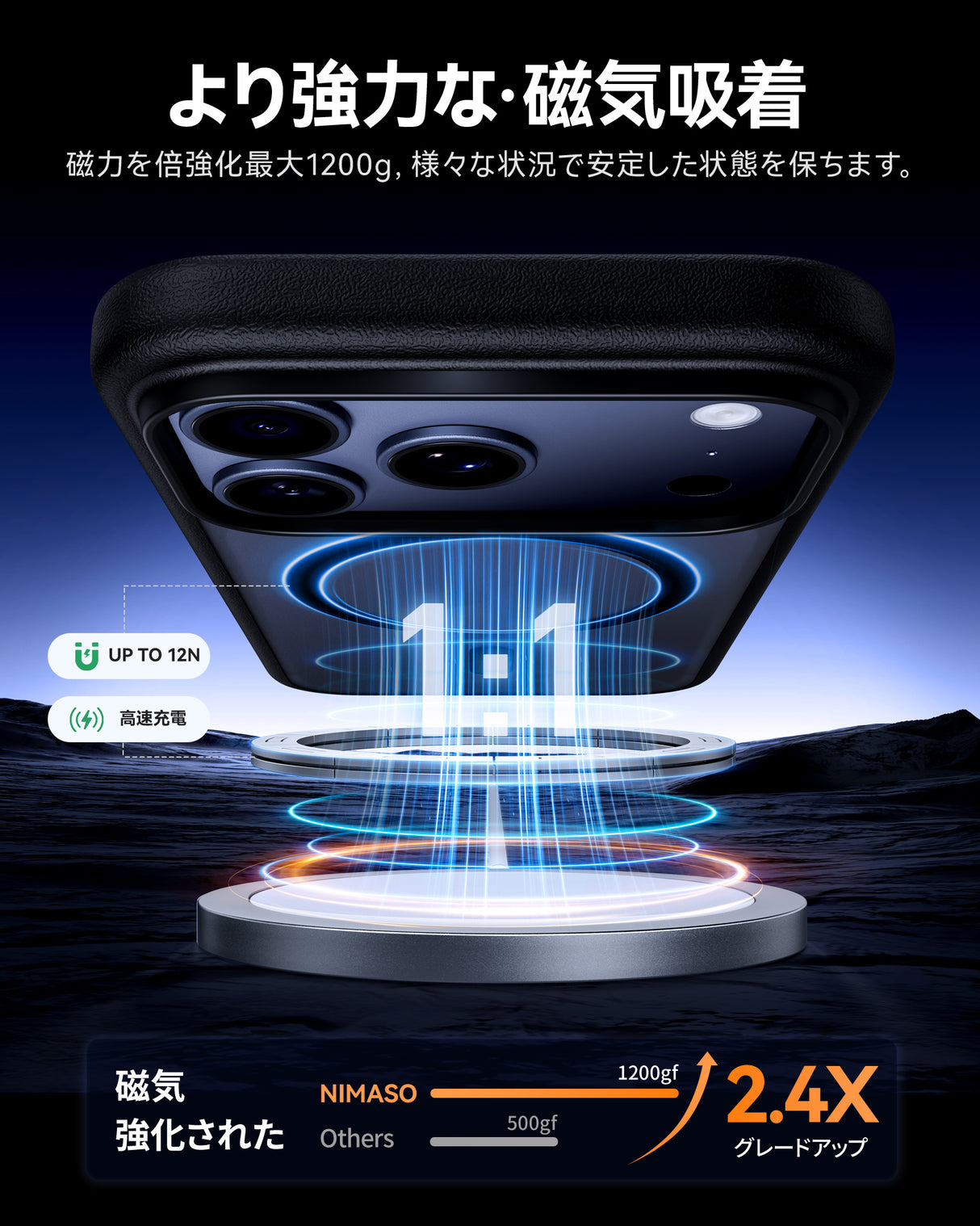 NIMASO iPhone 17/Pro/Pro Max/Air用ケース MagSafe対応 耐衝撃 ワイヤレス充電 カメラコントロールカバー（黒羽シリーズ）