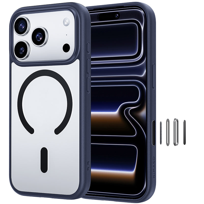 NIMASO iPhone 17/Pro/Pro Max/Air用ケース MagSafe対応 耐衝撃 ワイヤレス充電 カメラコントロールカバー（黒羽シリーズ）