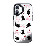 NIMASO iPhone 17/Pro/Pro Max/Air用 ケース MagSafe対応 ミラー かわいい おしゃれ 耐衝撃 ワイヤレス充電対応（ファンシーシリーズ）ブラックキャット