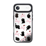NIMASO iPhone 17/Pro/Pro Max/Air用 ケース MagSafe対応 ミラー かわいい おしゃれ 耐衝撃 ワイヤレス充電対応（ファンシーシリーズ）ブラックキャット