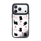 NIMASO iPhone 17/Pro/Pro Max/Air用 ケース MagSafe対応 ミラー かわいい おしゃれ 耐衝撃 ワイヤレス充電対応（ファンシーシリーズ）ブラックキャット