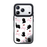 NIMASO iPhone 17/Pro/Pro Max/Air用 ケース MagSafe対応 ミラー かわいい おしゃれ 耐衝撃 ワイヤレス充電対応（ファンシーシリーズ）ブラックキャット