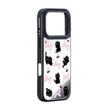 NIMASO iPhone 17/Pro/Pro Max/Air用 ケース MagSafe対応 ミラー かわいい おしゃれ 耐衝撃 ワイヤレス充電対応（ファンシーシリーズ）ブラックキャット
