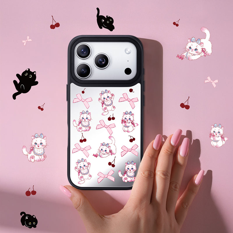 猫イラスト iPhone air用 ミラーケース　magsafe対応 NIMASO iPhone 17/Pro/Pro Max/Air用 ケース MagSafe対応 ミラー