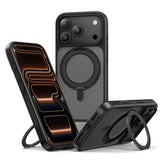 NIMASO iPhone 17/Pro/Pro Max/Air用 360°回転スタンドケース MagSafe対応 マット 防指紋 耐衝撃 （黒羽シリーズ）