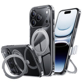 NIMASO 360° Rotating Stand Case for iPhone 17/Pro/Pro Max/Air, Clear, MagSafe Compatible, Shockproof, and Anti-Yellowing (Ice Star Series) 