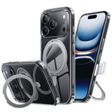 NIMASO 360° Rotating Stand Case for iPhone 17/Pro/Pro Max/Air, Clear, MagSafe Compatible, Shockproof, and Anti-Yellowing (Ice Star Series) 
