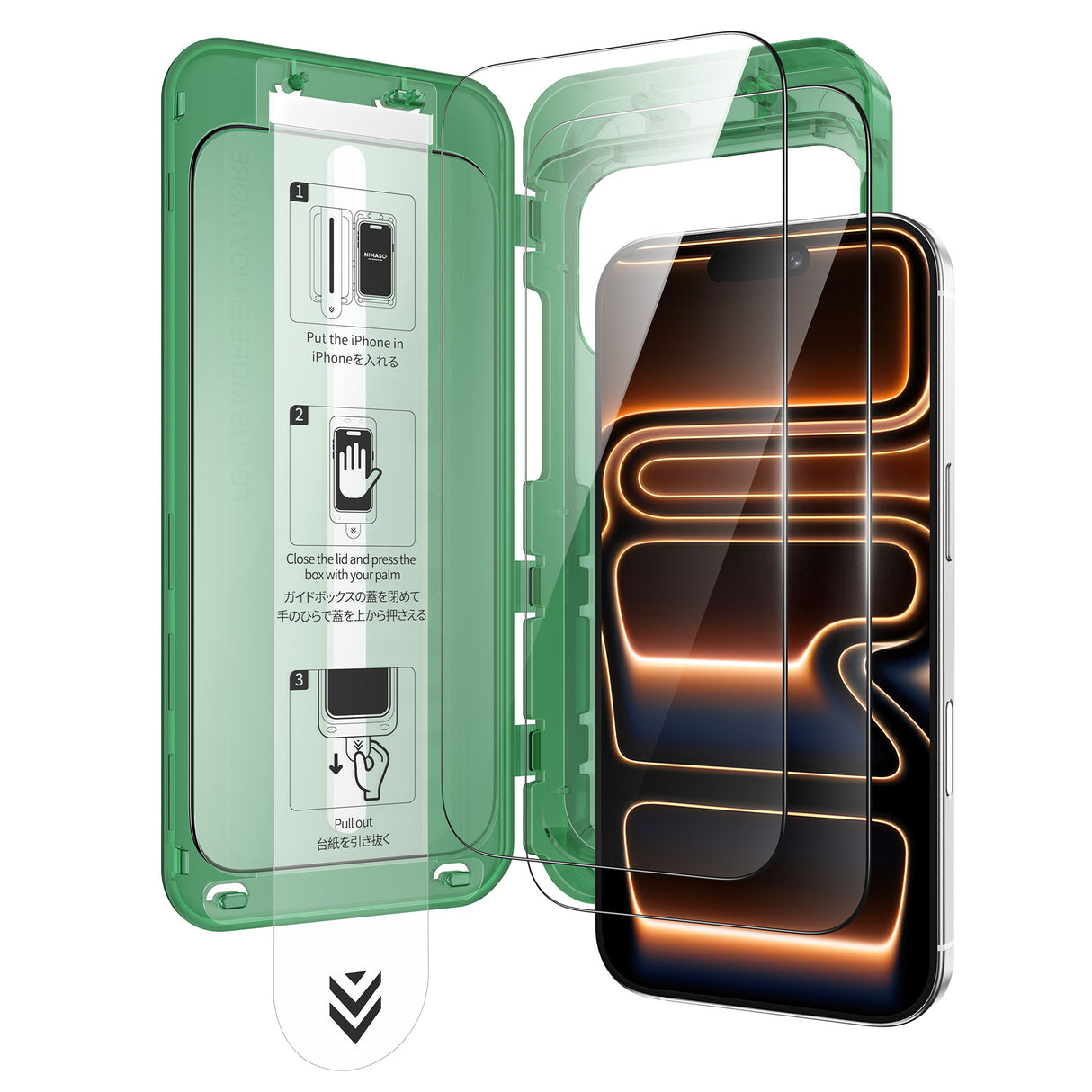 【バリ楽Box-Lite】強化ガラスフィルム ARコーティング 宇宙航空材料 強化極細黒縁 全面保護 高画質 反射防止 キズ防止 耐衝撃 高感度タッチ ガイド枠付き iPhone 17シリーズ用