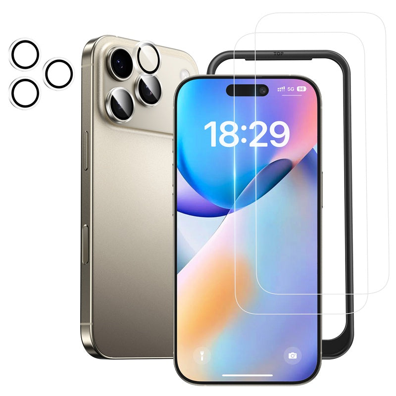 NIMASO iPhone 17/17 Pro/17 Pro Max用 ガラスフィルム (2枚) + カメラ