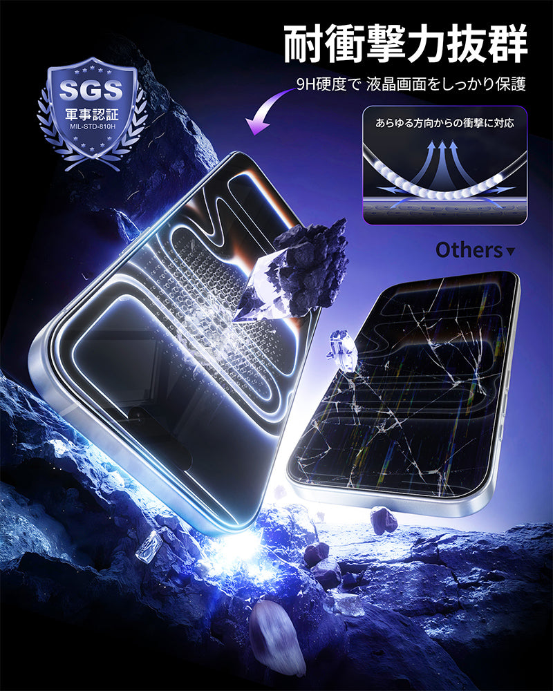 NIMASO iPhone 17/Pro/Pro Max/Air用 強化ガラスフィルム 耐衝撃