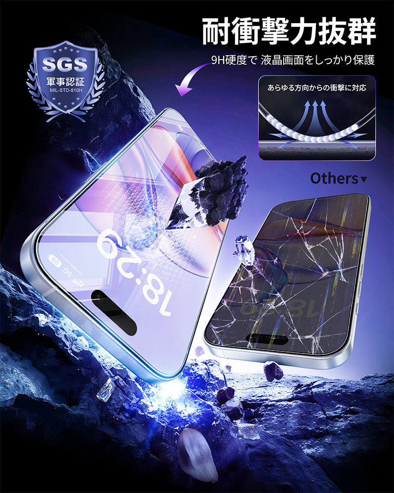 NIMASO iPhone 17/Pro/Pro Max/Air用 強化ガラスフィルム 耐衝撃