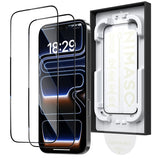 NIMASO Tempered Glass Film for iPhone 17/Pro/Pro Max/Air (Bari-Raku Box) with Full Protection, Black Border, and Automatic Dust Removal Guide Frame (2-Pack) 
